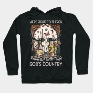 We're Proud To Be From God's Country Bull Skull Vintage Hoodie